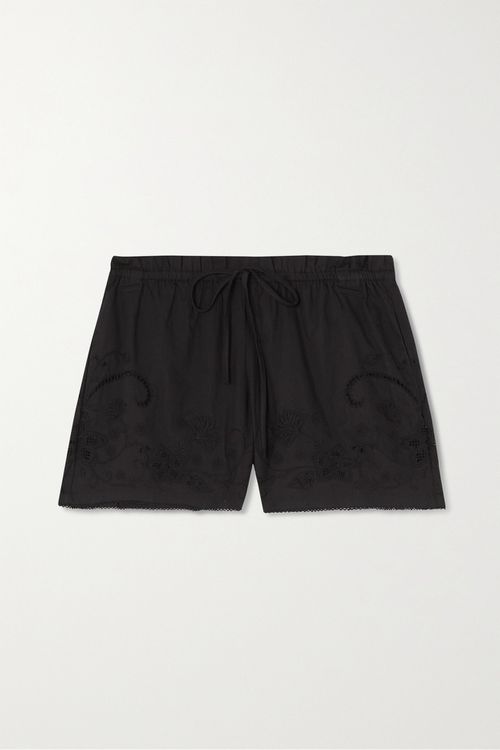 Marley Broderie Anglaise Cotton Shorts - Black - x small