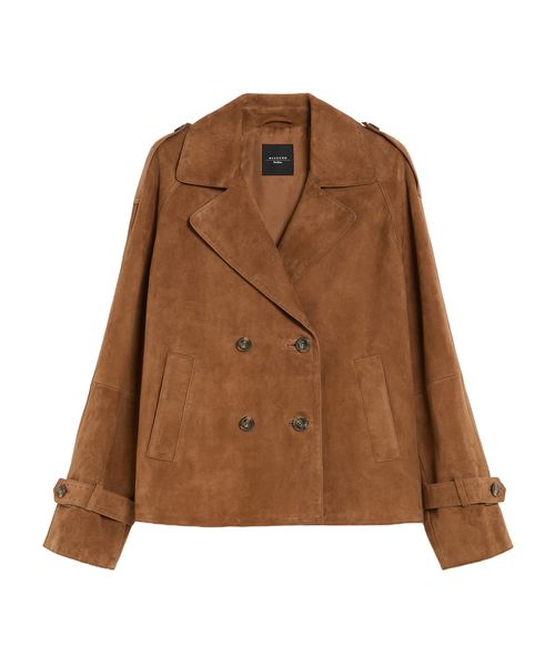 Double-breasted suede jacket