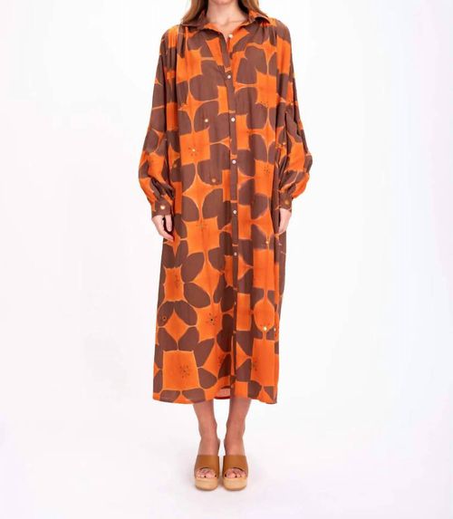 Cramp Dye Dress In Tangerine/brown