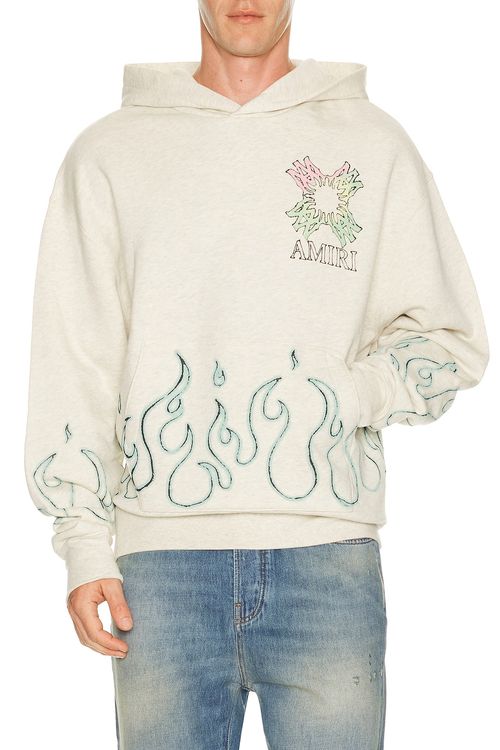Amiri MA Quad Flames Hoodie in Ivory