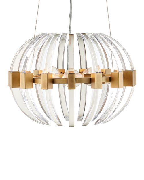 Clear Antique Brass Chandelier from the Coquette Collection