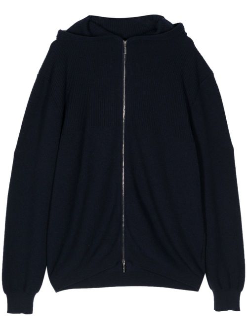 Ribbed wool hoodie - Blue