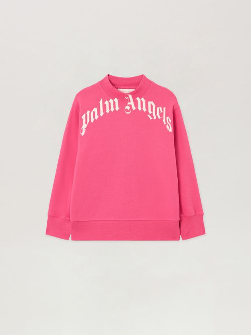 Curved Logo. Crewneck Kids  Fucsia/fuchsia