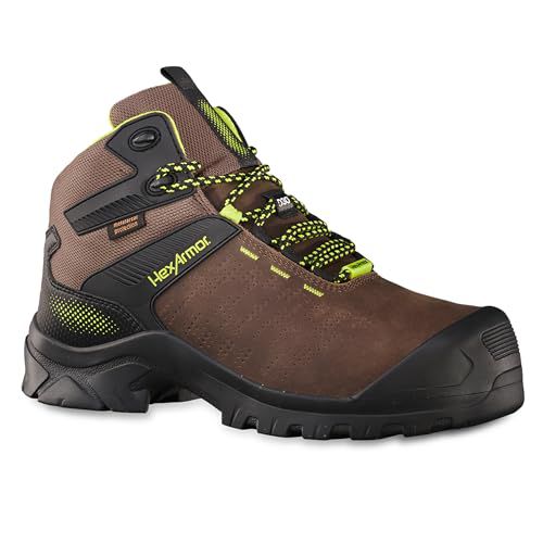 HexArmor Xbase Black Safety Work Boot for Men | Composite Safety Toe | Water-Resistant Leather | Slip Resistant MACSOLE Outsole | Anti-Twist Heel Stability | Certified ASTM F2413-24 |