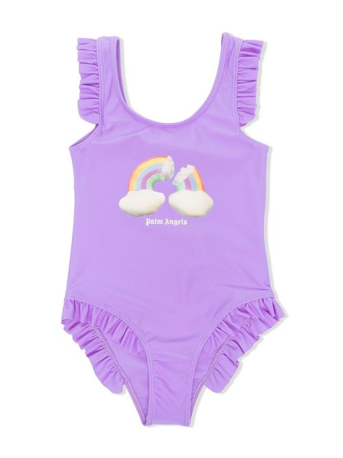 Ruffle-detail one-piece swimsuit - Purple