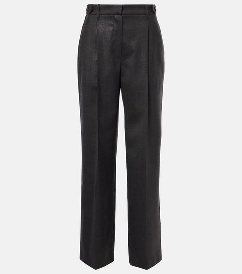 Wool-blend wide-leg pants