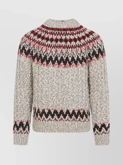 Moncler Grenoble - chunky knit patterned crew neck sweater