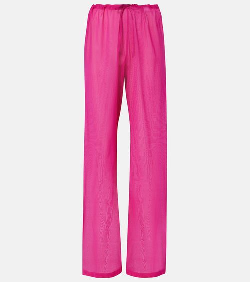 High-rise silk-blend wide-leg pants