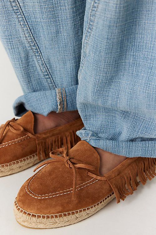 Faraway Fringe Espadrilles by Free People in Luggage Suede
