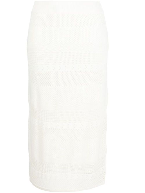 Crochet-knit pencil skirt - Neutrals