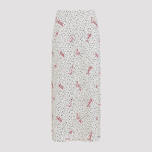 Plissé Silk Polka-Dot Midi Skirt