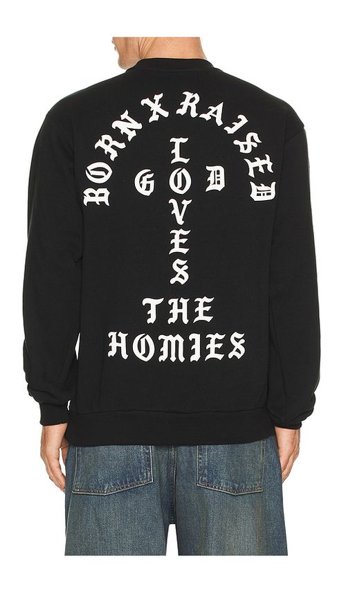 Born x Raised Unconditional Love Crew neck Sweatshirt in Black. S. Also in M, L, XL/1X