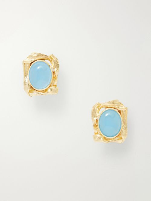 Gold-plated And Resin Earrings - Blue