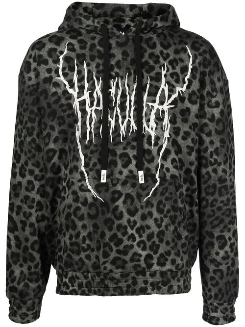 Leopard-print logo hoodie - Black