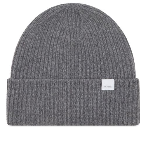 Men's Standard Lambswool Beanie in Grey Melange 
