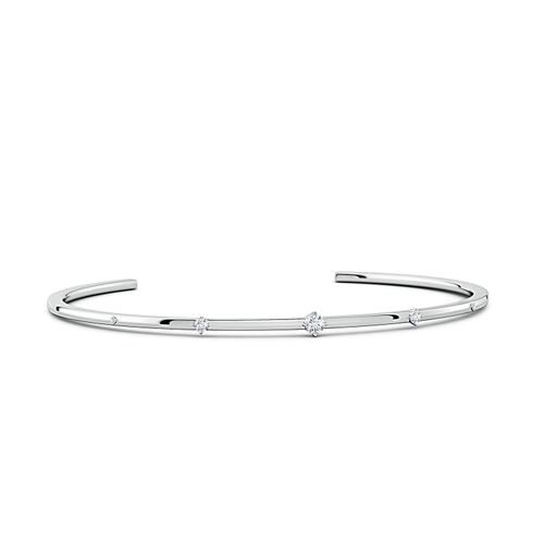 Angara 3 MM Five-Stone Round Lab-Grown Diamond Station Cuff Bracelet in 14K White Gold