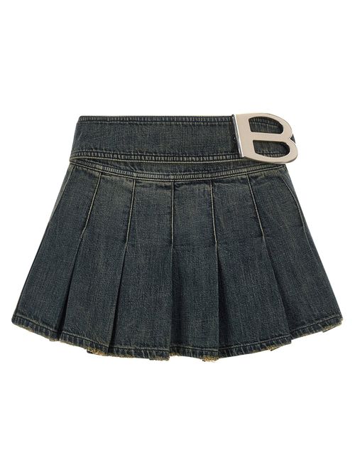 Buckle Pleated Skirt