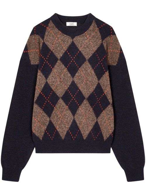 Argyle intarsia knit sweater - Blue