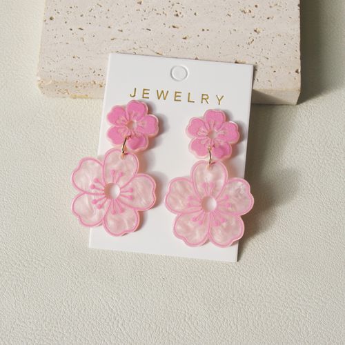 TEMU 1 Pair Women's Dangle Earrings - Pink Water Wave Acrylic , Retro Elegant Lightweight Earrings For , Versatile Gift For Her, Vintage Earring