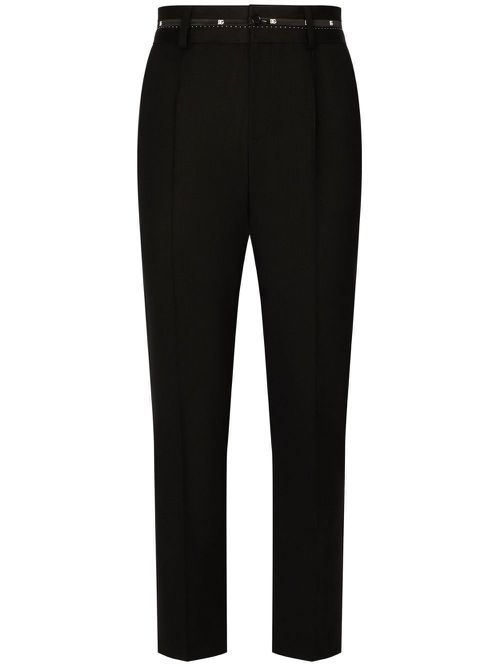 Logo-trim detail trousers - Black