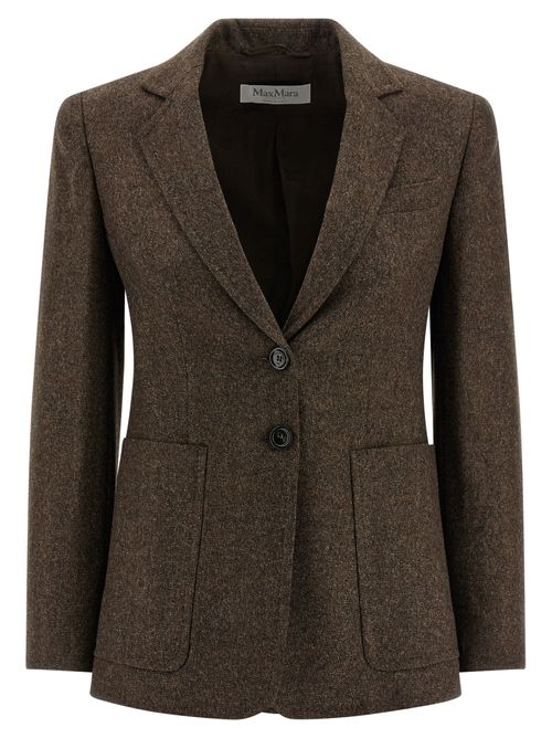 Virgin Wool Tweed Blazer — Brown