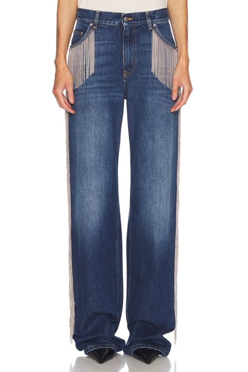 Stella McCartney Chain Fringes Wide Leg in Dark Blue - Blue. 30 also , 25, 26, 27