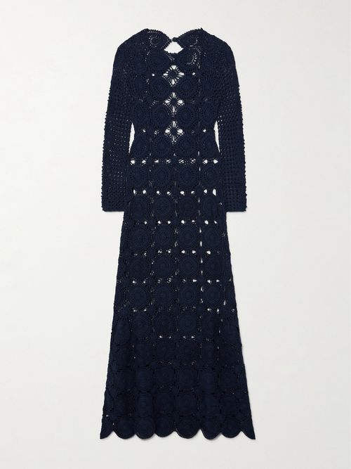 + Net Sustain Jules Crocheted Cotton Maxi Dress - Blue