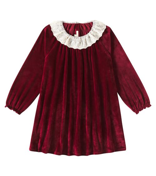 Konges Sløjd Venola lace-trimmed velvet dress