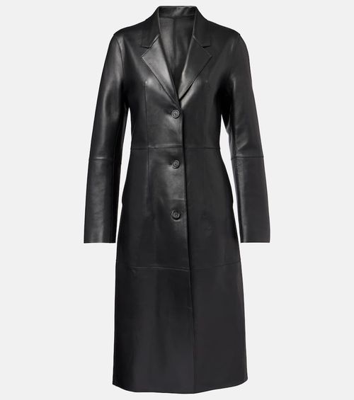 Paneled leather coat