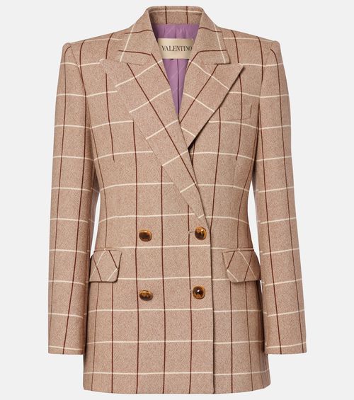 Checked double-breasted virgin wool blazer