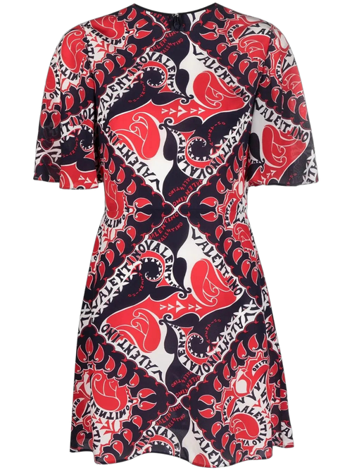 Graphic Print Dress — Red
