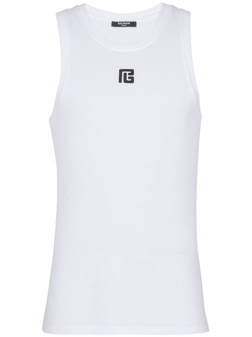 Logo-embroidered tank top - White