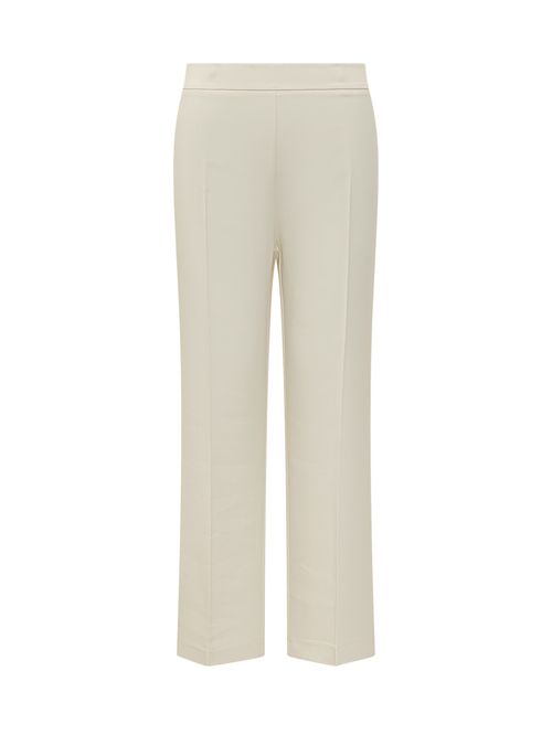 Beige Bootcut Flat Front Pants