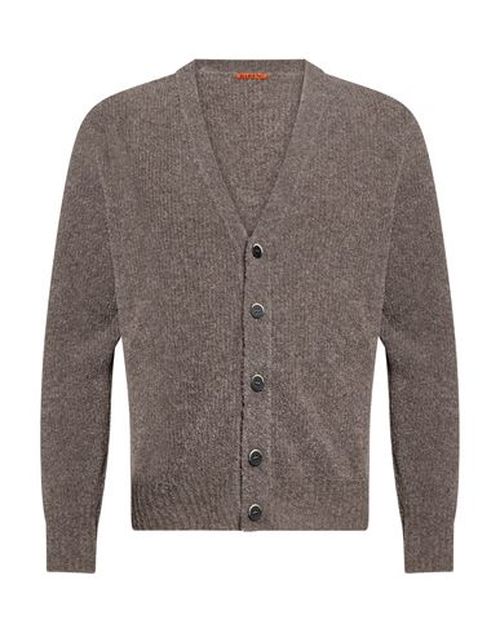 Man Cardigan Taupe Size S Wool, Polyamide