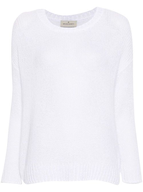 Crew-neck open-knit jumper - White