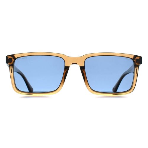 Police Sunglasses SPLP21E Origins Lite 30 805P Shiny Transparent Light Brown Blue Polarized