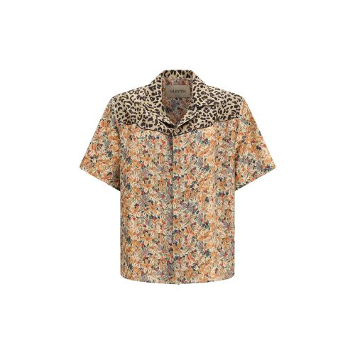Floral & Leopard Print Silk Shirt — Multicolor