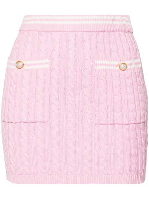 Cable-knit cotton miniskirt - Pink