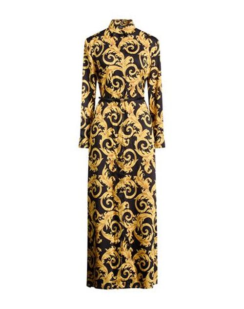 Woman Maxi dress Yellow Size 4 Polyester, Calfskin