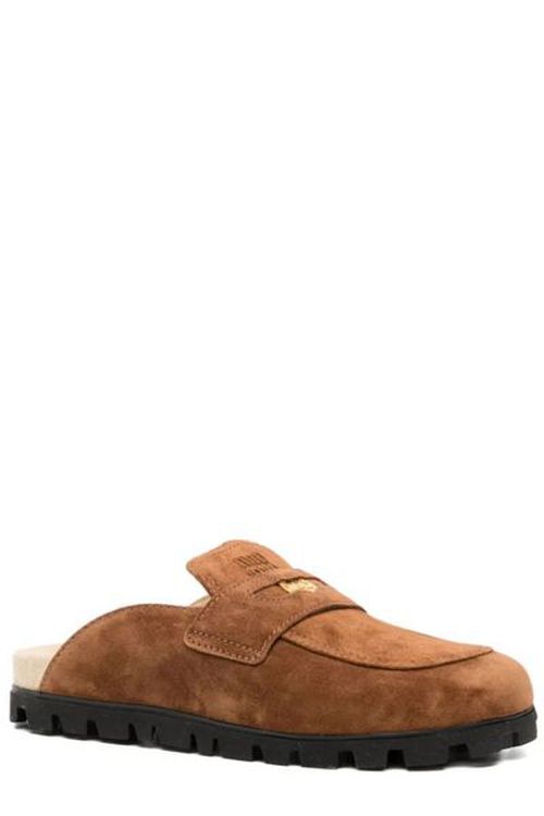 Miu Miu Logo Embossed Slip-On Mules