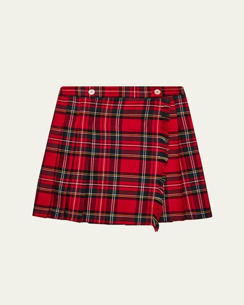 Girl's Cotton Plaid Kilt Mini Skirt