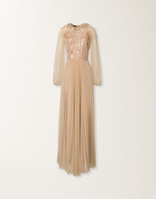 Pleated tulle dress, maple