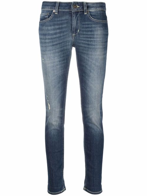 Faded-finish cropped jeans - Blue
