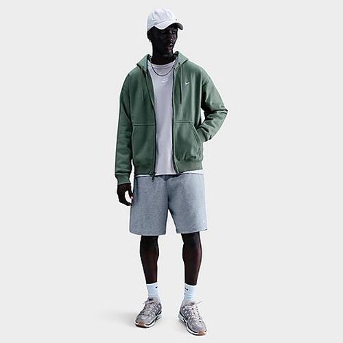Men's Solo Swoosh Fleece Full-Zip Hoodie in Clay Green/Clay Green/White