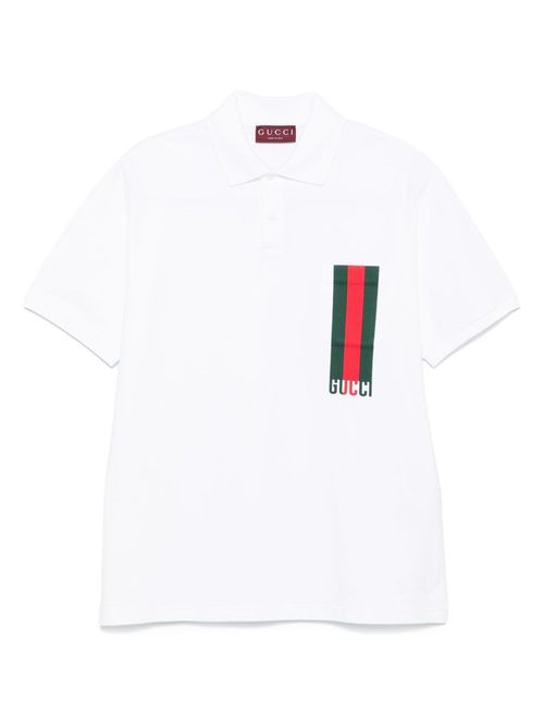 Web-detailed polo shirt - White