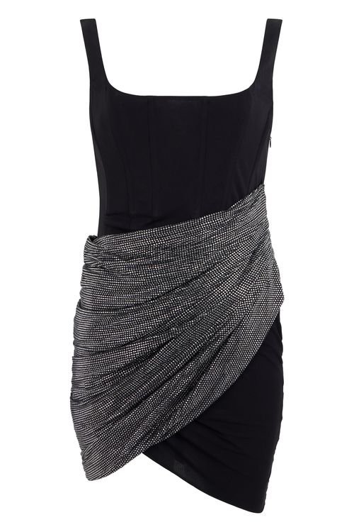 Elegant Fitted Mini Dress with Rhinestone Belt