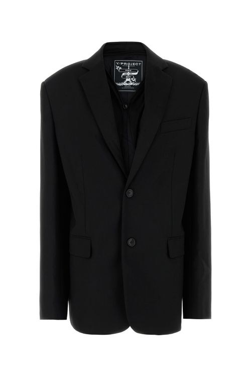 Black stretch jersey oversize blazer
