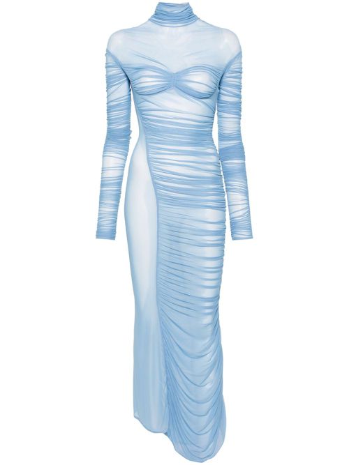Ruched mesh maxi dress - Blue