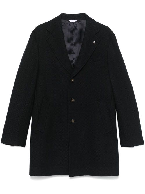 Geometric-pattern coat - Blue