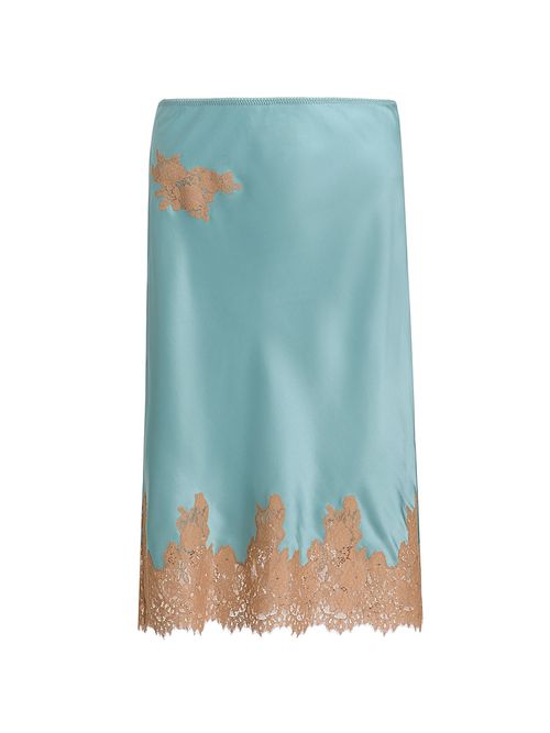 Women's Elowette Lace-Trim Silk Skirt - Deep Aquamarine